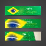 set of vector banners with watercolor effect in brazil flag