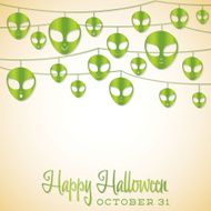 Alien Halloween string card in vector format