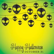 Alien Halloween string card in vector format N2
