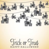 Haunted house Halloween string card in vector format N3
