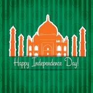 Taj Mahal sticker card Happy Independence Day in vector format