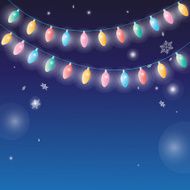 winter background with garlands lamps