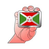 hand holding Burundi flag