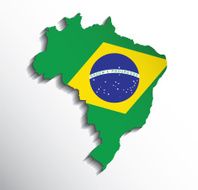 Map of Brazil with flag colors Vector illustration