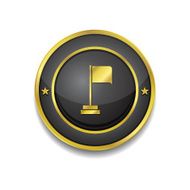 Flag Sign Gold Vector Icon Button