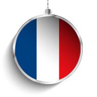 Merry Christmas Silver Ball with Flag France