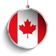 Merry Christmas Silver Ball with Flag Canada N2