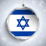 Merry Christmas Silver Ball with Flag Israel