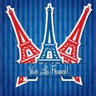 Eiffel tower sticker Bastille Day card in vector format N2