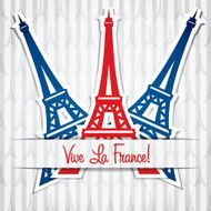 Eiffel tower sticker Bastille Day card in vector format N3