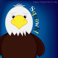 Cute cartoon eagle Independence Day card in vector format