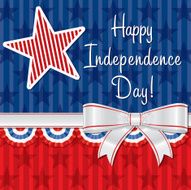 Ribbon Happy Independence Day card in vector format N2