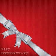 Happy Independence Day ribbon bow card in vector format N9