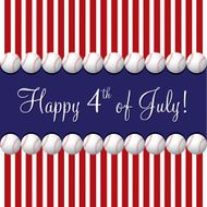 Baseball theme 4th of July card in vector format