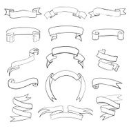 Blank ribbon banners hand drawn set N2