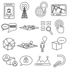 Locations and maps icons set