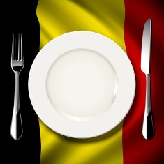 Vector table setting on Belgium flag background