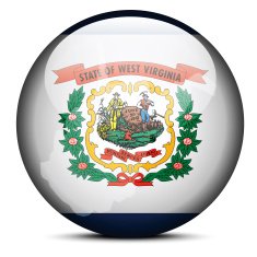 Map on flag button of USA West Virginia State