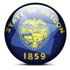 Map on flag button of USA Oregon State