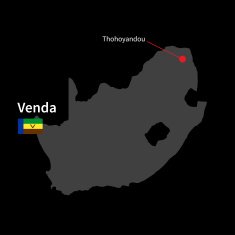 Detailed map of Venda and capital city Thohoyandou with flag