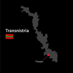 Detailed map of Transnistria and capital city Tiraspol with flag
