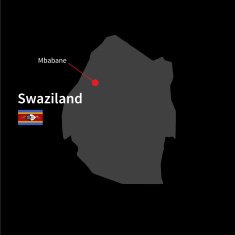 Detailed map of Swaziland and capital city Mbabane with flag