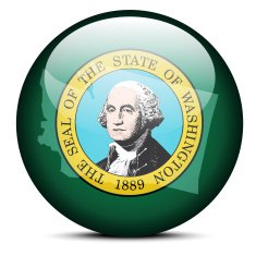 Map on flag button of USA Washington State