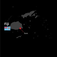 Detailed map of Fiji and capital city Suva with flag