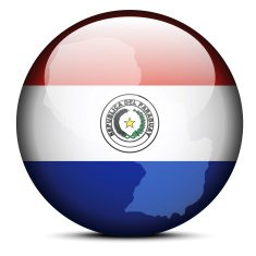 Map on flag button of Republic Paraguay