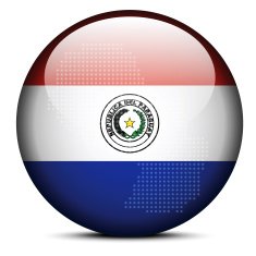 Map with Dot Pattern on flag button of Republic Paraguay