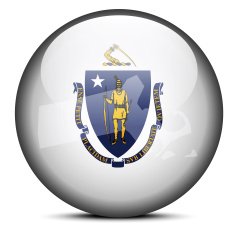 Map on flag button of USA Massachusetts State