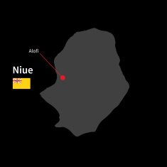 Detailed map of Niue and capital city Alofi with flag