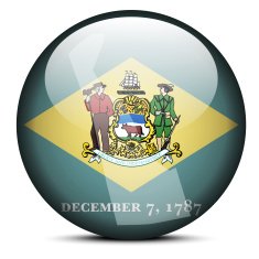 Map on flag button of USA Delaware State N2