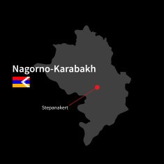 Detailed map of Nagorno-Karabakh and capital city Stepanakert with