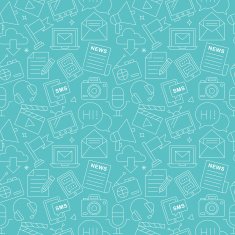 Media electronic line icon pattern set