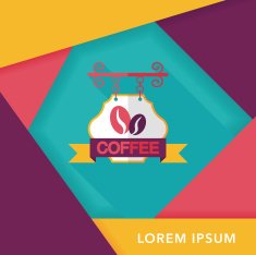 Coffee shop signs flat icon with long shadow eps10 N59