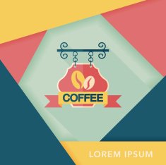 Coffee shop signs flat icon with long shadow eps10 N60