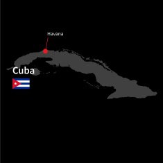 Detailed map of Cuba and capital city Havana with flag