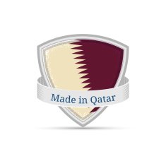 Made in Qatar Qatar flag on the shield
