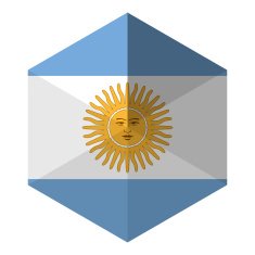 Argentina Flag Hexagon Flat Icon Button
