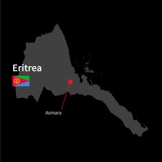 Detailed map of Eritrea and capital city Asmara with flag