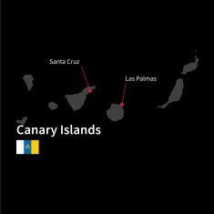 Detailed map of Canary Islands and capital city Santa Cruz