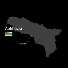 Detailed map of Abkhazia and capital city Sukhumi with flag