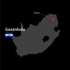 Detailed map of Gazankulu and capital city Giyani with flag