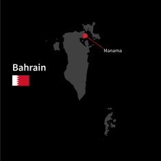 Detailed map of Bahrain and capital city Manama with flag