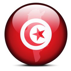 Map on flag button of Tunisian Republic