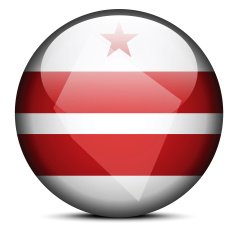 Map on flag button of USA Washington DC