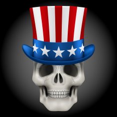 Vector Human skull with Uncle Sam hat on head