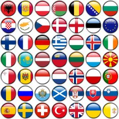 All European Flags - circle glossy buttons