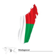 Map of Madagascar with flag